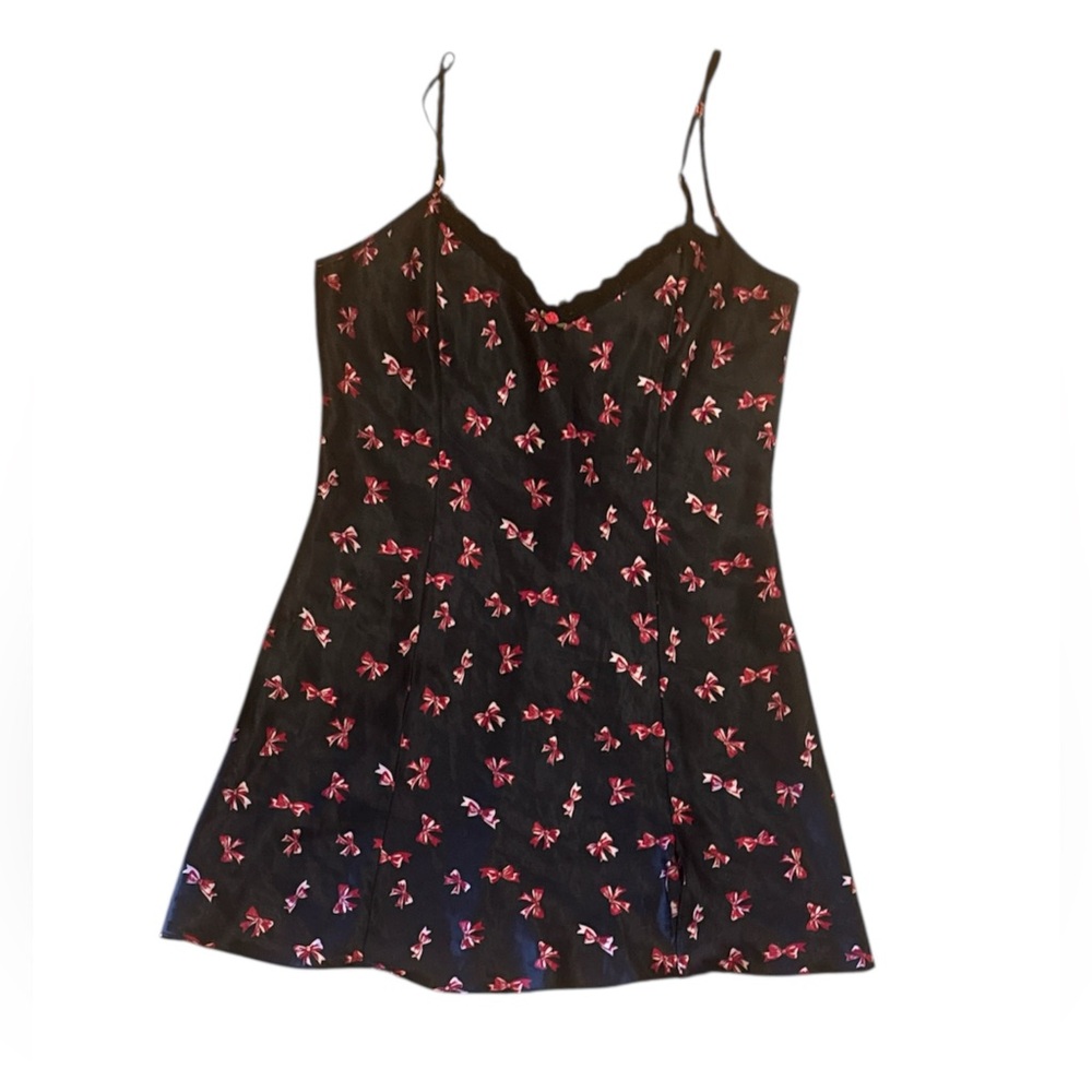 Delicates Women’s Bow Print Short Satin Slip Dress Size M